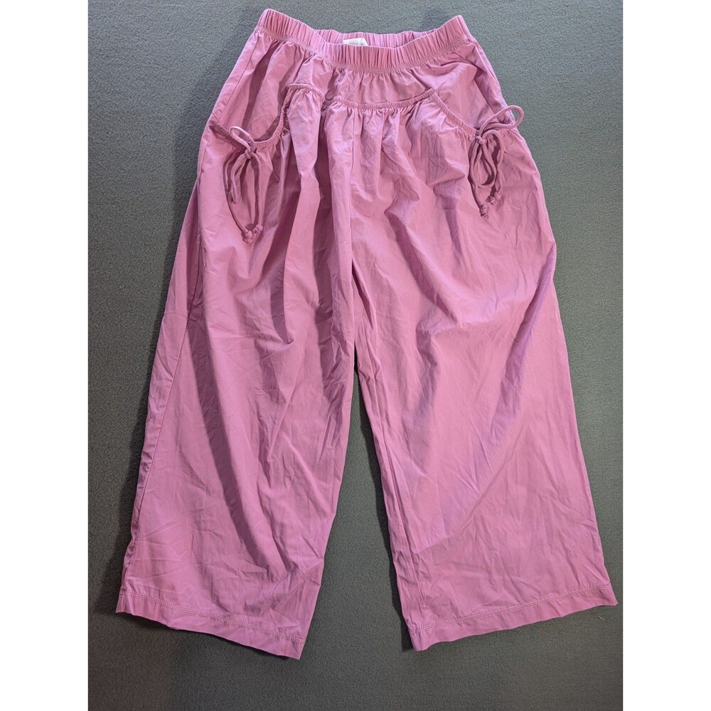 Natural Fiber Quality Women’s Size M Pink Wide Leg Pull On Pants Tie Boho